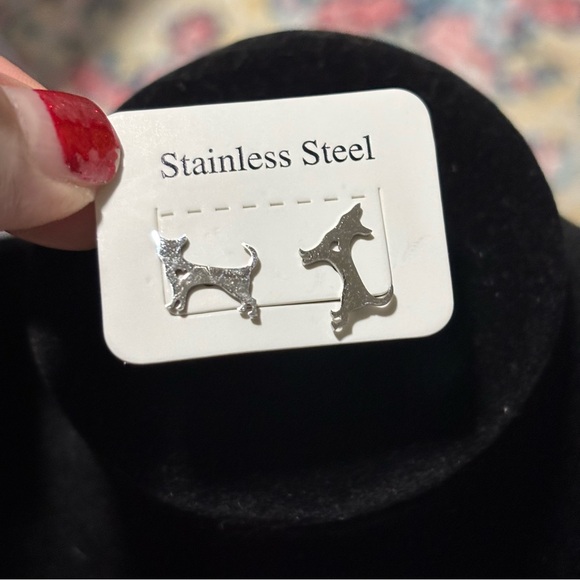 Cute Dog Earrings - Stainless Steel, Stud-Style Earrings, Dog Silouhette! - Picture 4 of 7